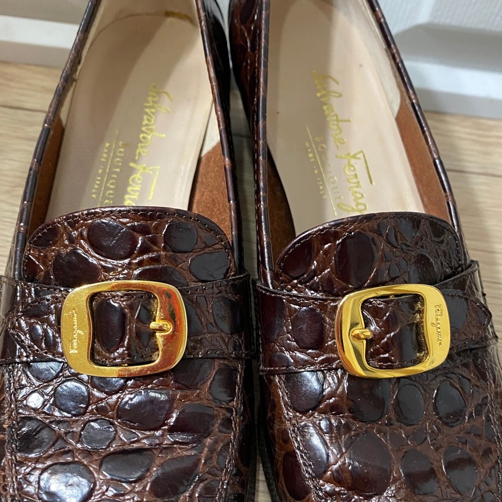 Salvatore Ferragamo Crocodile Loafers Size 6.5 A2 - Picture 6 of 12